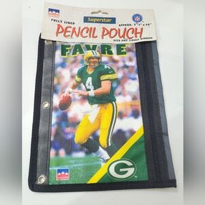 VTG 1999 STARLINE BRETT FAVRE PACKERS NFL FOOTBALL 3-RING PENCIL POUCH NEW